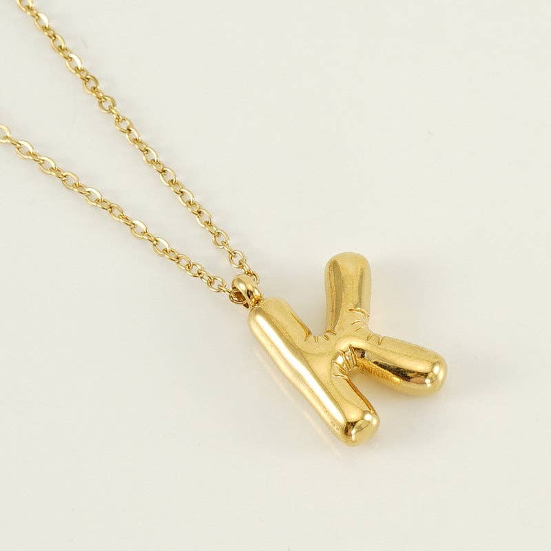 Bubble Shape Initials 18K Gold Plated Pendant Necklace | Alphabet Letter Charm Necklace