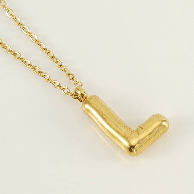 Bubble Shape Initials 18K Gold Plated Pendant Necklace | Alphabet Letter Charm Necklace