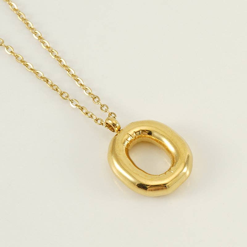 Bubble Shape Initials 18K Gold Plated Pendant Necklace | Alphabet Letter Charm Necklace