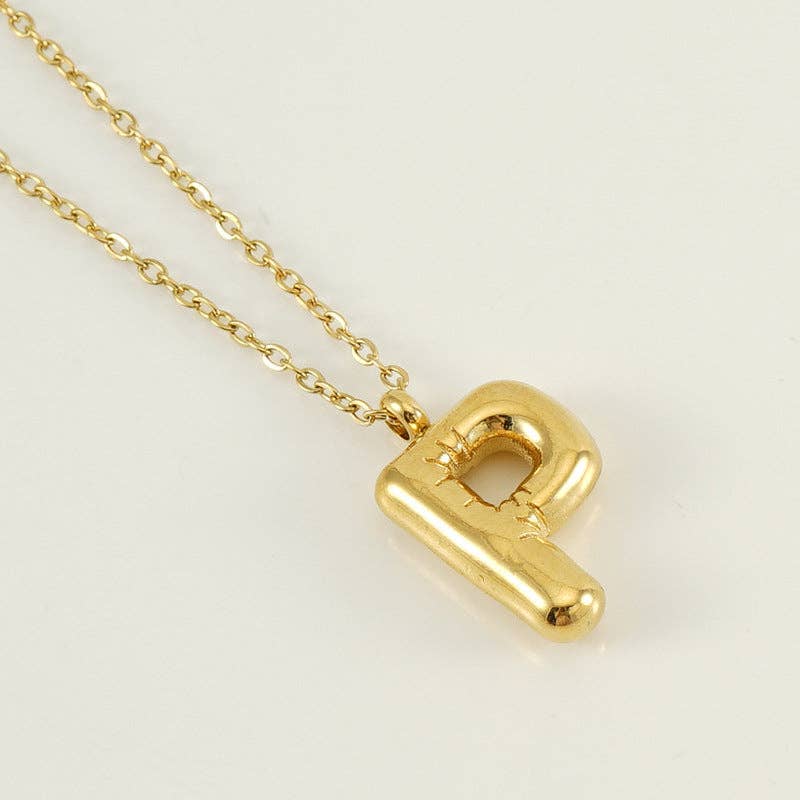 Bubble Shape Initials 18K Gold Plated Pendant Necklace | Alphabet Letter Charm Necklace