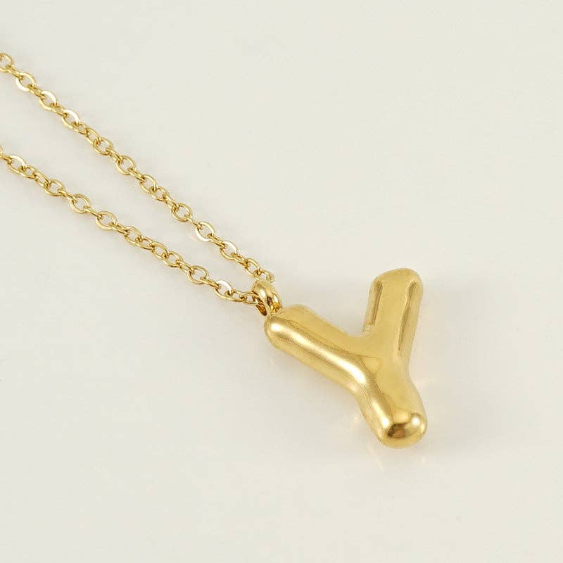 Bubble Shape Initials 18K Gold Plated Pendant Necklace | Alphabet Letter Charm Necklace