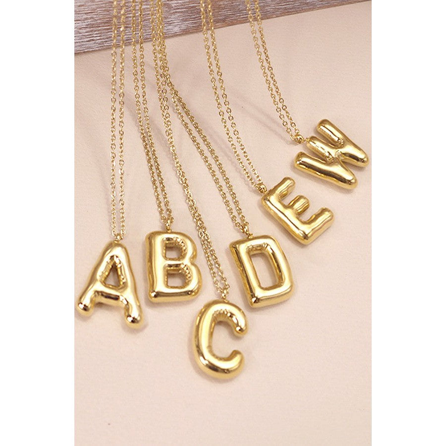 Bubble Shape Initials 18K Gold Plated Pendant Necklace | Alphabet Letter Charm Necklace