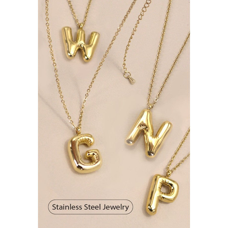 Bubble Shape Initials 18K Gold Plated Pendant Necklace | Alphabet Letter Charm Necklace