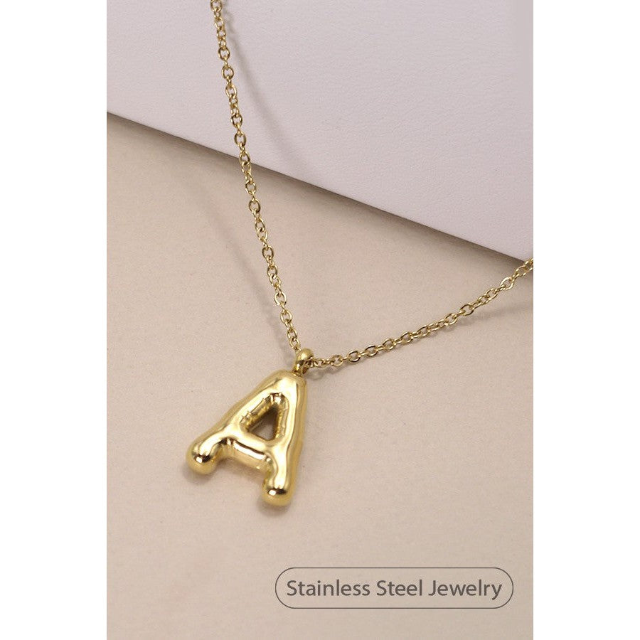 Bubble Shape Initials 18K Gold Plated Pendant Necklace | Alphabet Letter Charm Necklace