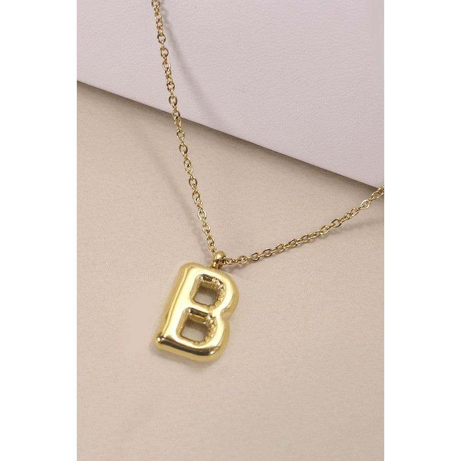 Bubble Shape Initials 18K Gold Plated Pendant Necklace | Alphabet Letter Charm Necklace