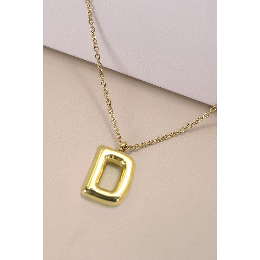 Bubble Shape Initials 18K Gold Plated Pendant Necklace | Alphabet Letter Charm Necklace