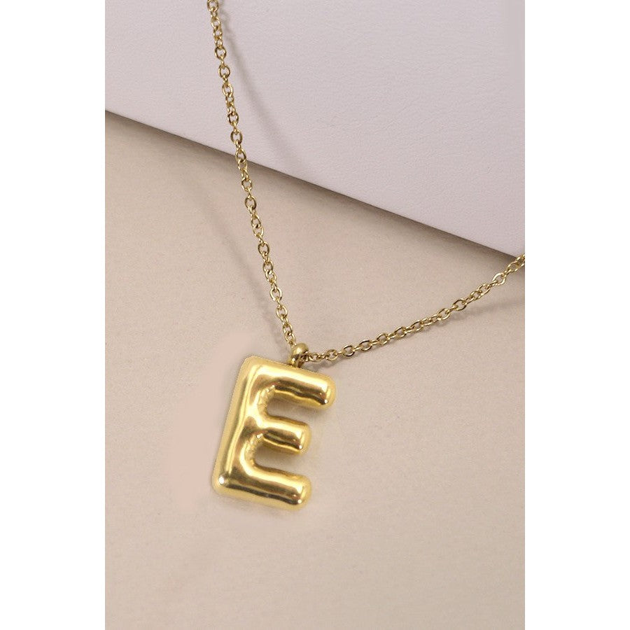 Bubble Shape Initials 18K Gold Plated Pendant Necklace | Alphabet Letter Charm Necklace