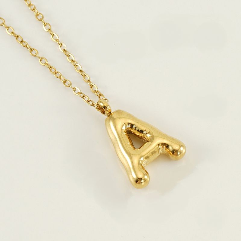 Bubble Shape Initials 18K Gold Plated Pendant Necklace | Alphabet Letter Charm Necklace