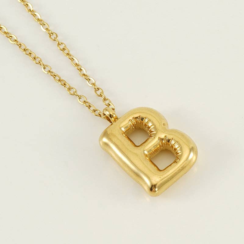 Bubble Shape Initials 18K Gold Plated Pendant Necklace | Alphabet Letter Charm Necklace