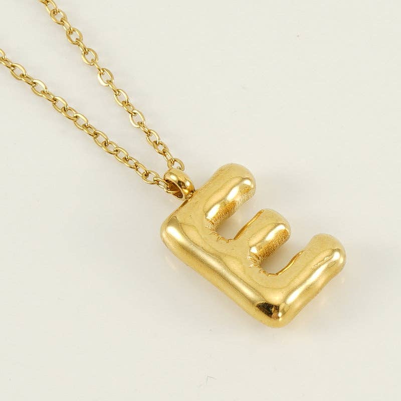Bubble Shape Initials 18K Gold Plated Pendant Necklace | Alphabet Letter Charm Necklace