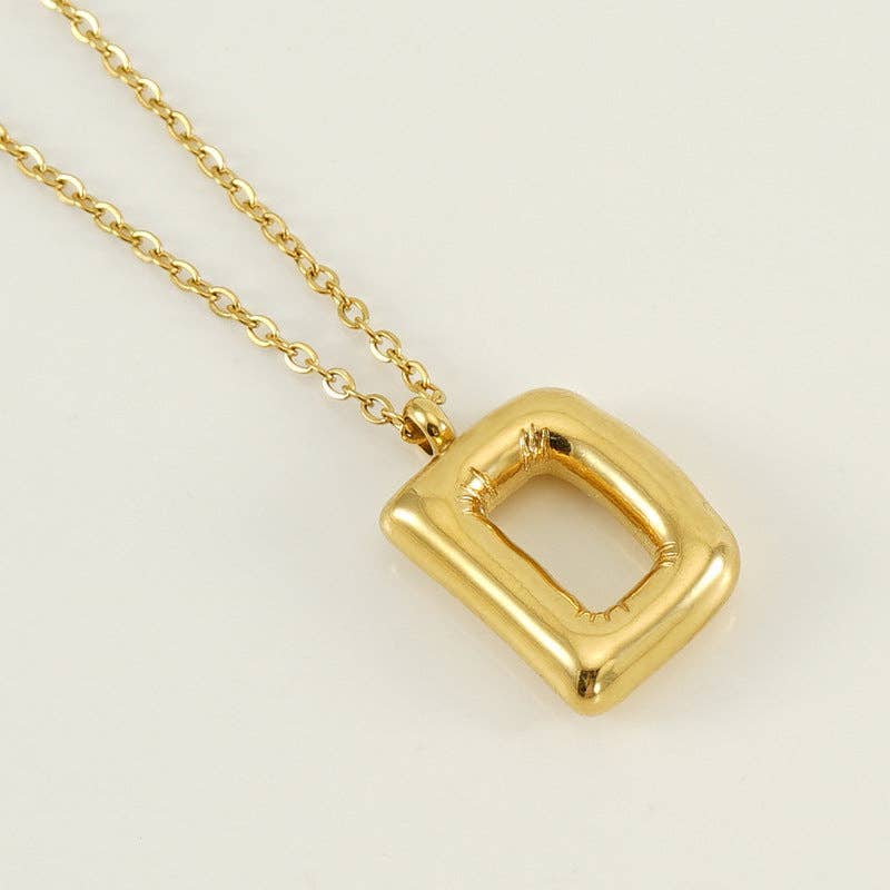 Bubble Shape Initials 18K Gold Plated Pendant Necklace | Alphabet Letter Charm Necklace