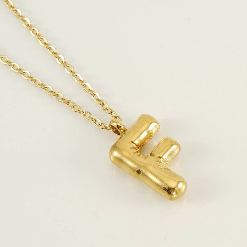 Bubble Shape Initials 18K Gold Plated Pendant Necklace | Alphabet Letter Charm Necklace