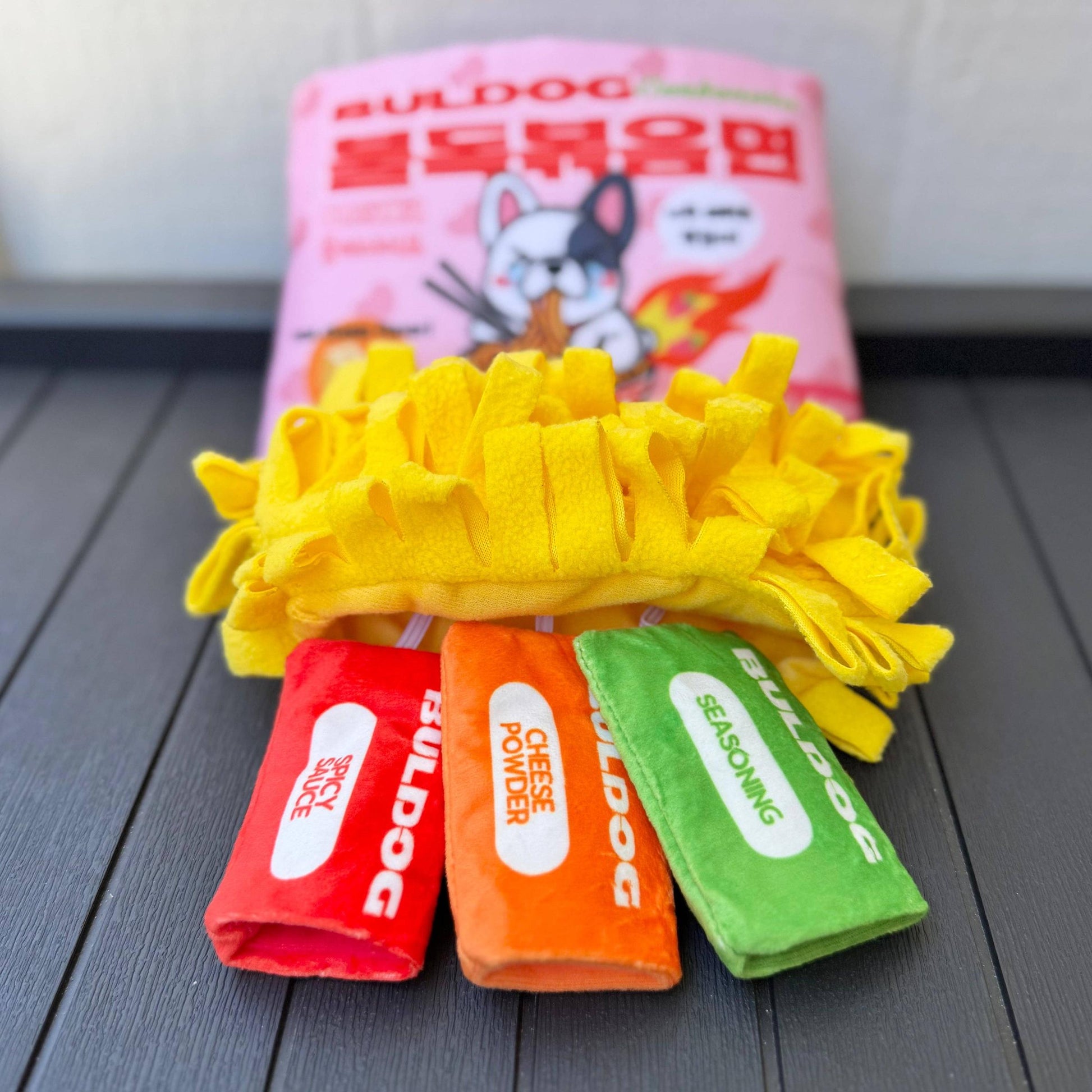 Bul-dog Ramen Noodles Dog Toy with 3 Attached "Seasoning Packets"-Blushiez-The Bullish Store
