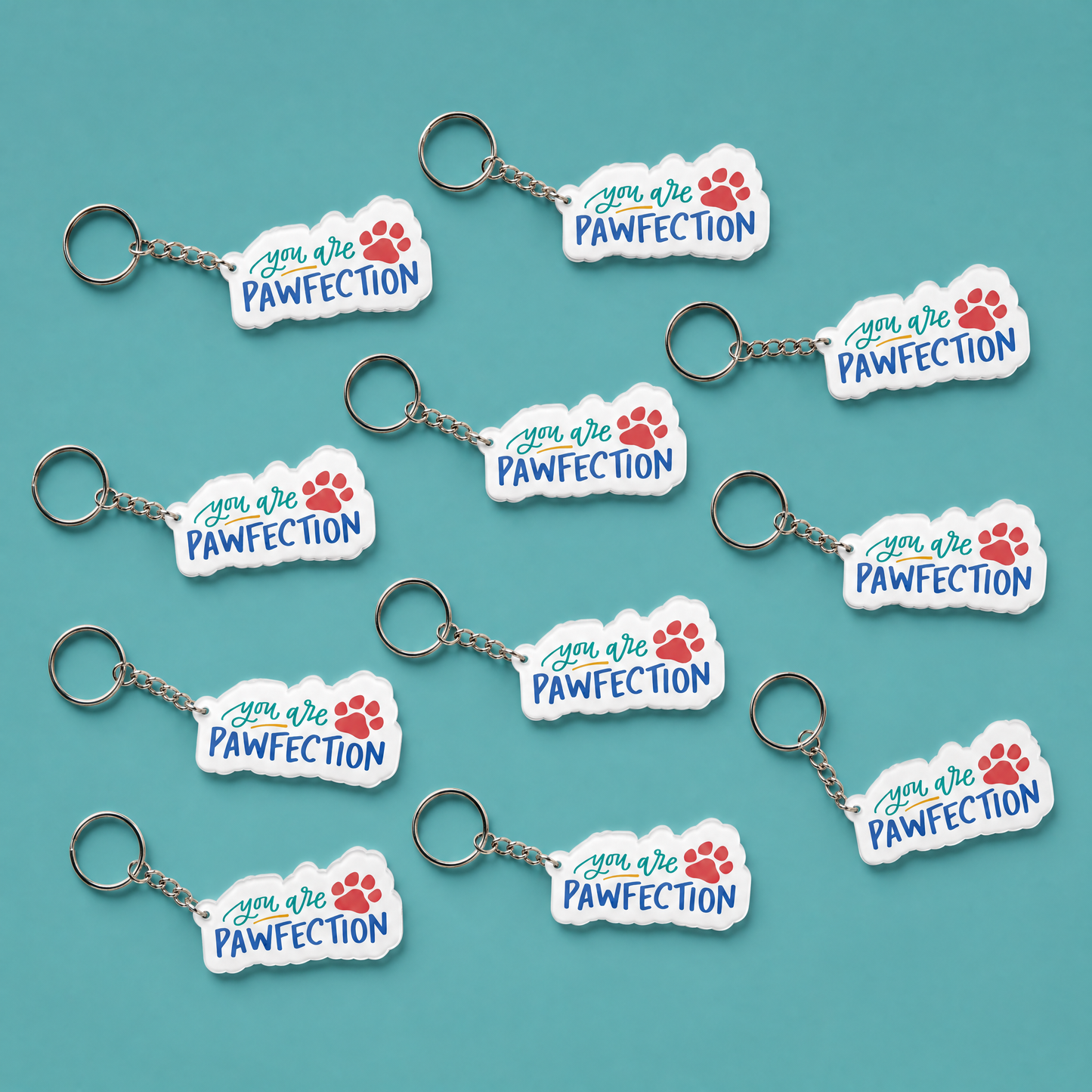 Bulk Pack of 12 Dog or Cat Lover Keychains - Goody Bags, Petsitter and Dogwalker Client Gift