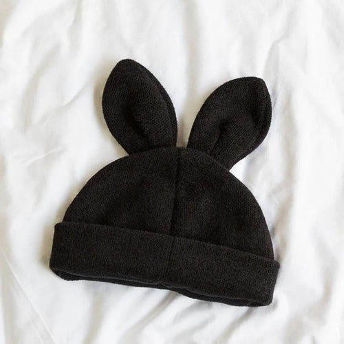 Bunny Ears Adult Beanie Hat in Black or Winter White