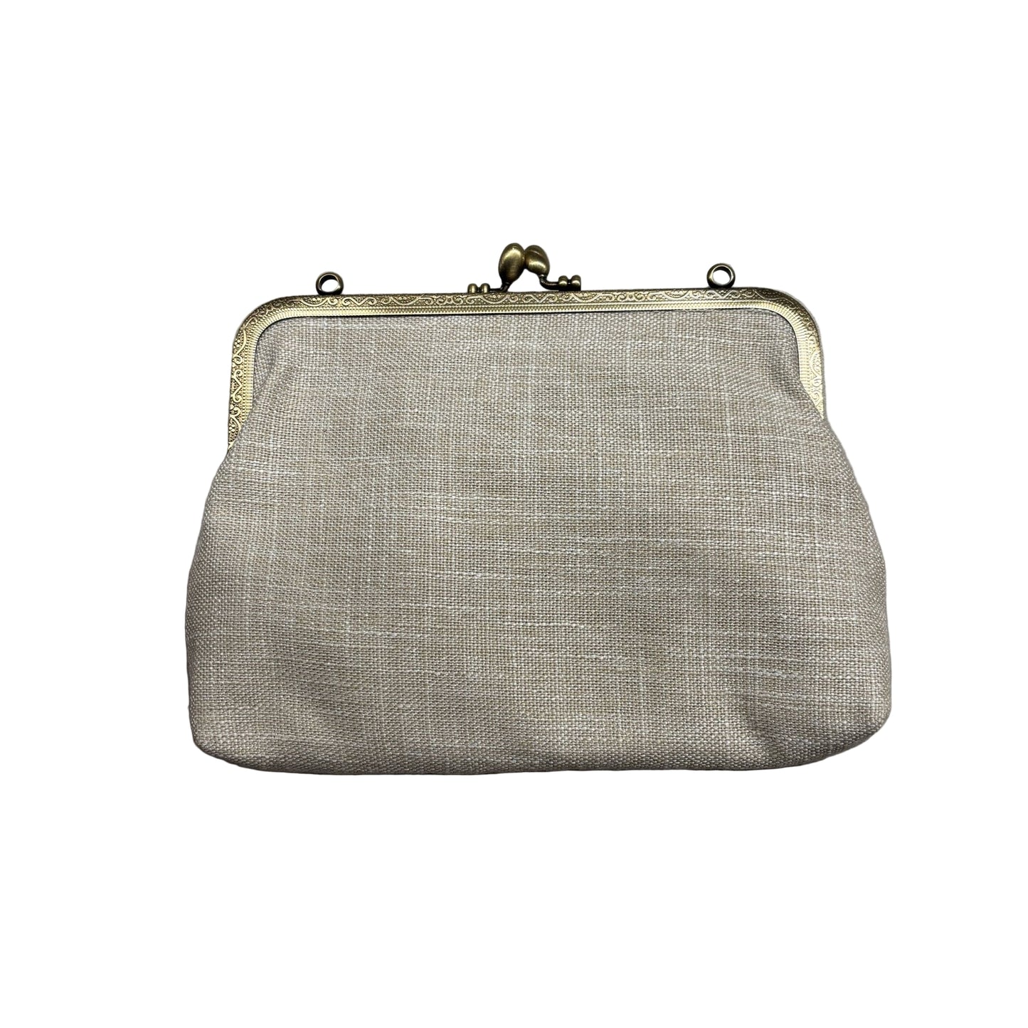 Bunny Kisslock Bag in Linen | Embroidered Design Handheld Shoulder Bag