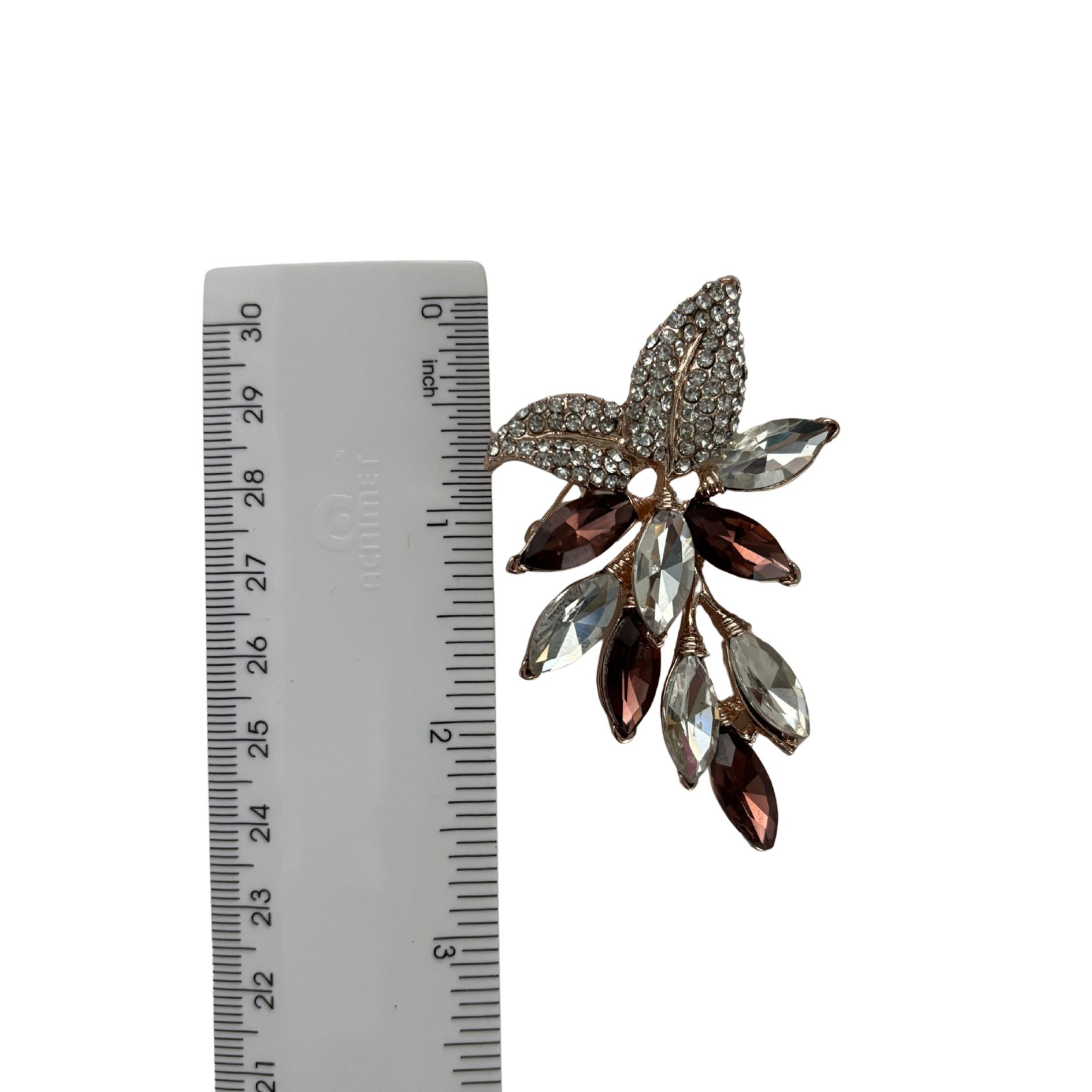 Burgundy Hue Brooch Set of 2 | Coordinating Gem & Gold Brooches