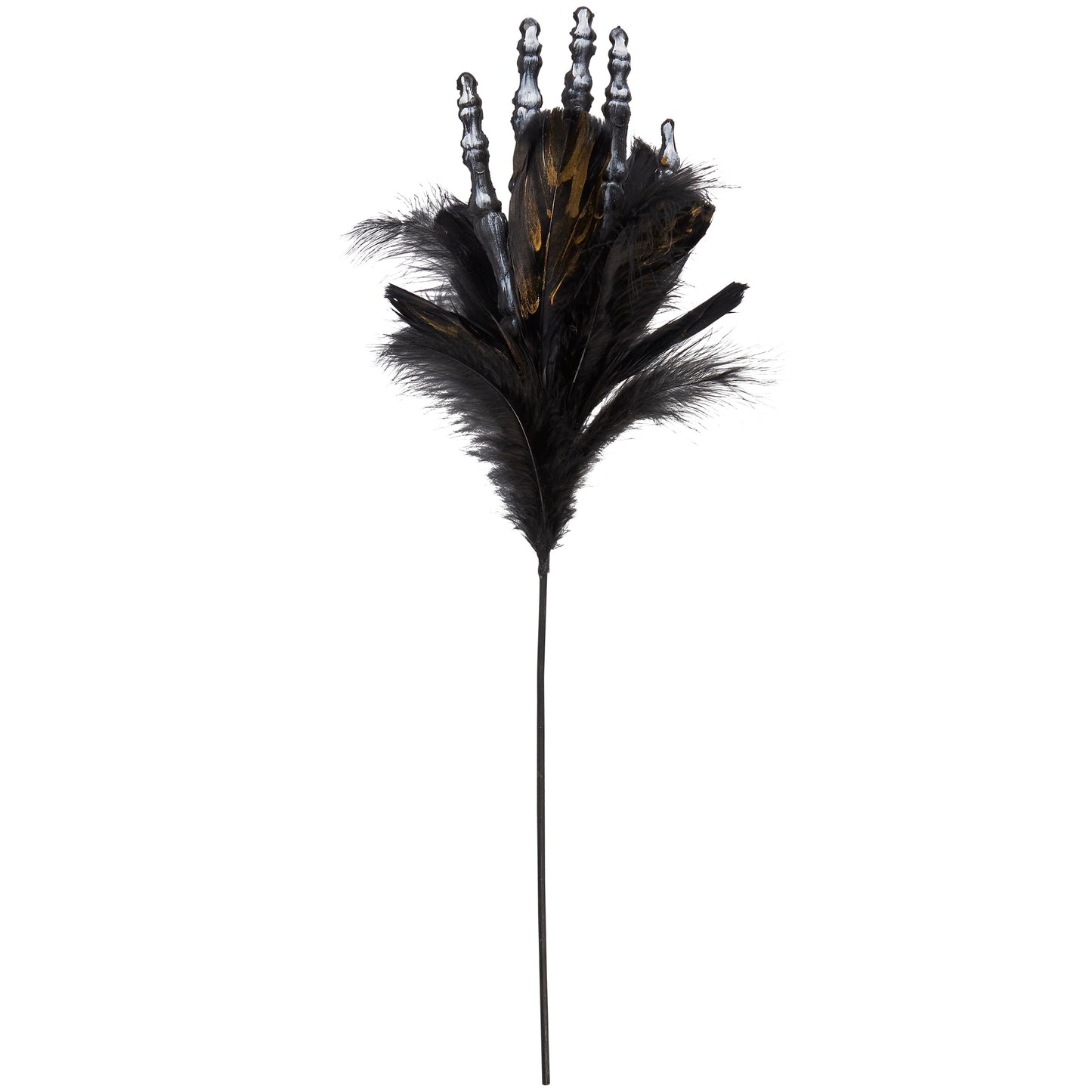 Burlesque Corpse Skeleton Hand Feather Floral Pick in Black | Halloween Theme Decor