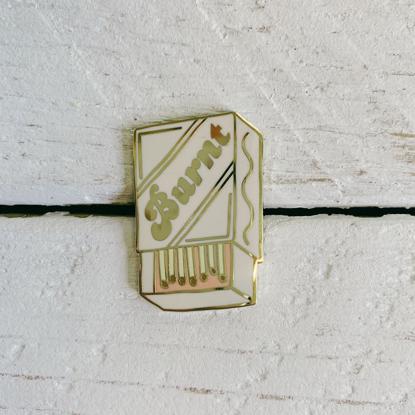 Burnt Enamel Pin with Gold Detailing