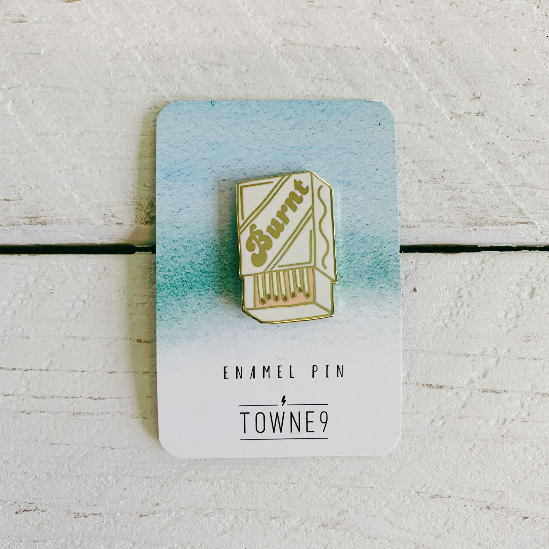 Burnt Enamel Pin with Gold Detailing