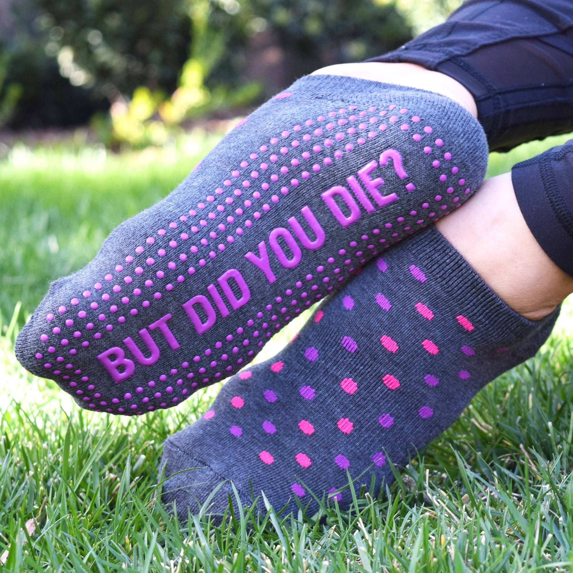 But Did You Die Sticky Socks in Polka Dots | Barre Pilates Yoga Giftable Anti-Slip Grippy Socks