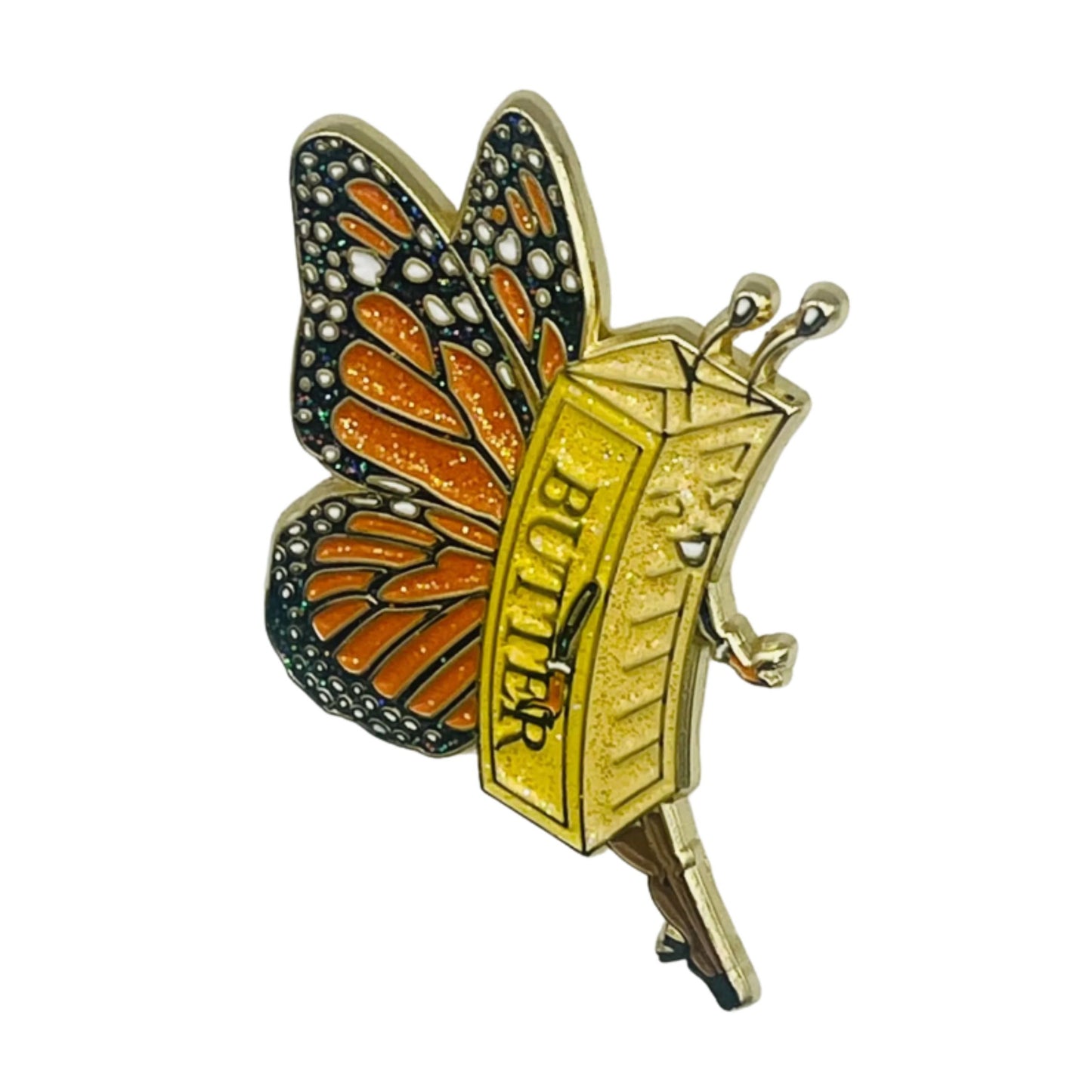 Butterfly-shaped container with 'BUTTER' text on a white background