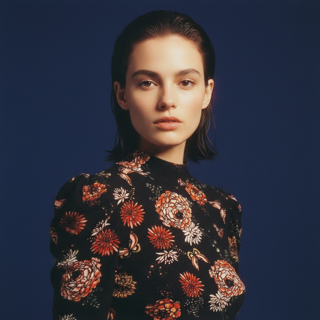 Butterfly Garden Mock Neck Long Sleeve Crop Top [Sizes SM-XL]