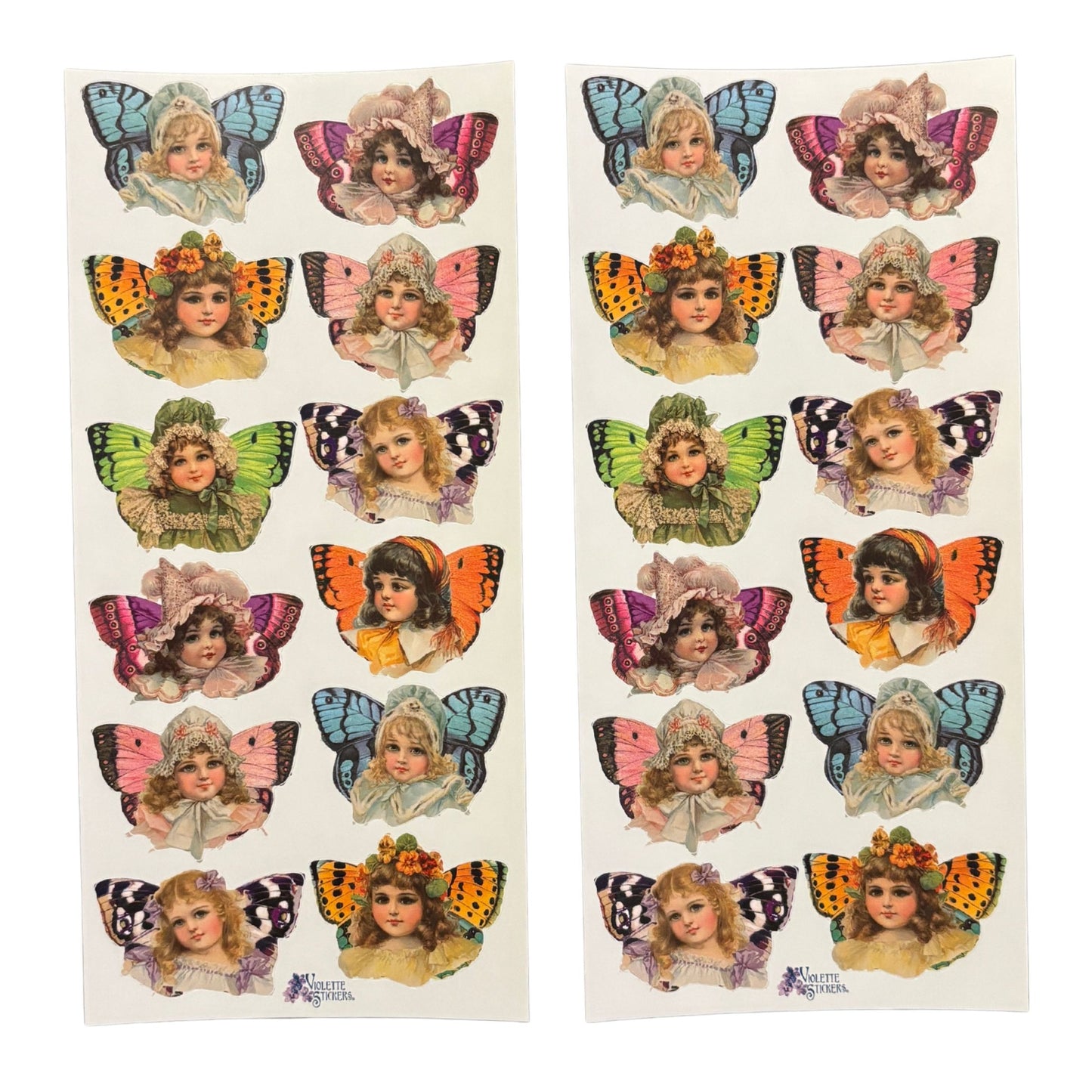 Butterfly Victorian Girls Stickers | 4" x 8" Paper Stickers | 2 Sheets-Violette Stickers-The Bullish Store