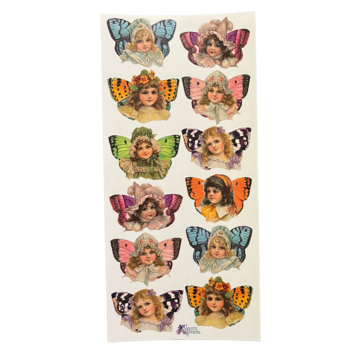 Butterfly Victorian Girls Stickers | 4" x 8" Paper Stickers | 2 Sheets-Violette Stickers-The Bullish Store