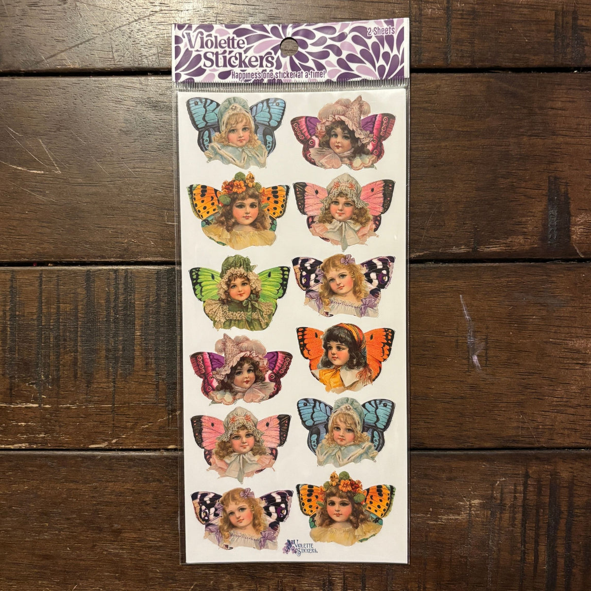 Butterfly Victorian Girls Stickers | 4" x 8" Paper Stickers | 2 Sheets-Violette Stickers-The Bullish Store