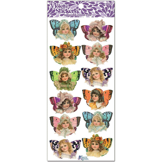 Butterfly Victorian Girls Stickers | 4" x 8" Paper Stickers | 2 Sheets-Violette Stickers-The Bullish Store