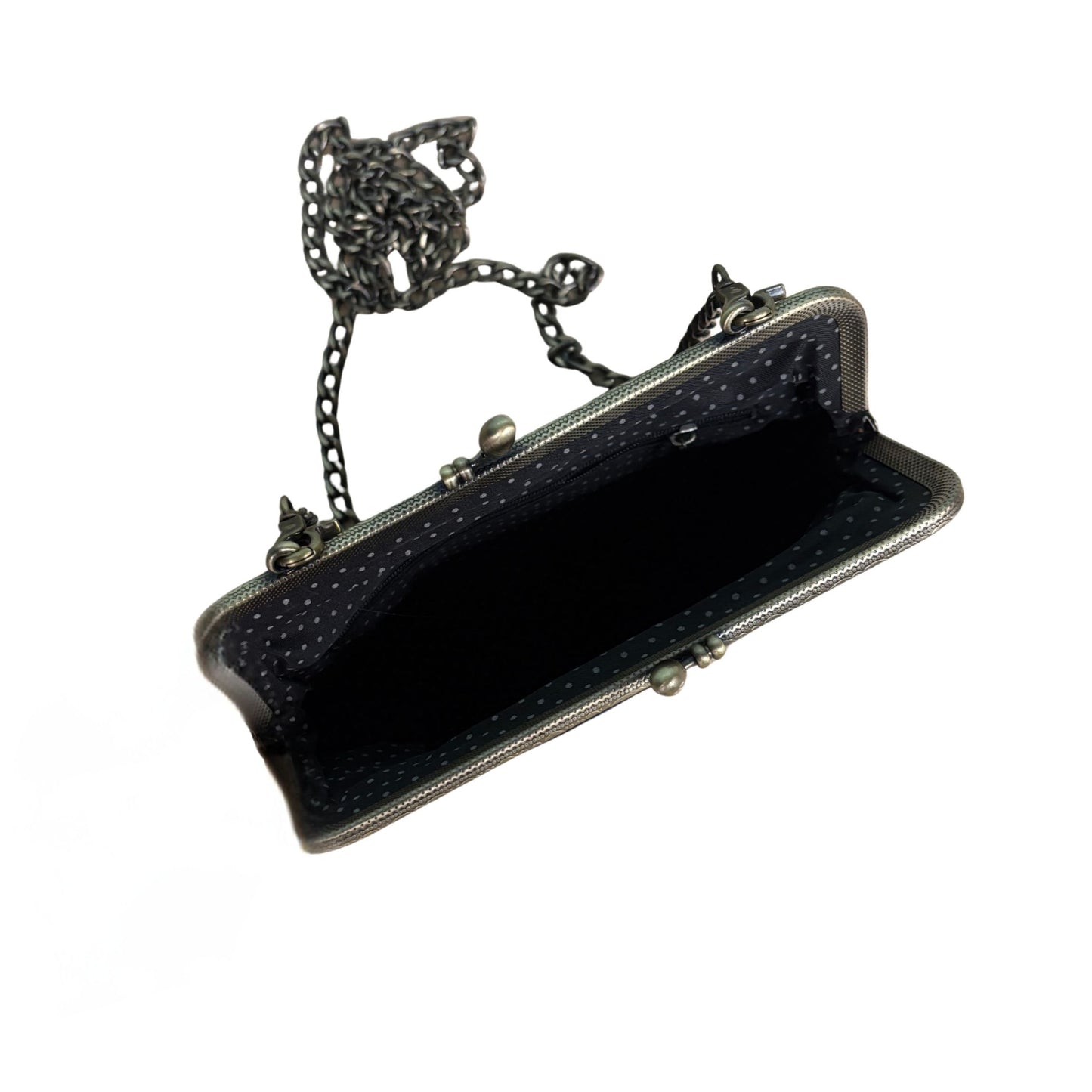 Butterfly Vintage Kisslock Bag | Embroidered Retro Handbag with Chain Strap