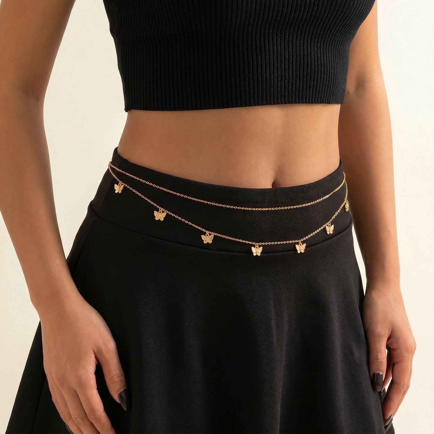 Butterfly Waist Chain Jewelry Set of 2 | Gold Chains with Butterfly Charms