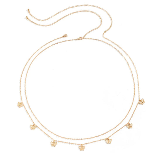 Butterfly Waist Chain Jewelry Set of 2 | Gold Chains with Butterfly Charms