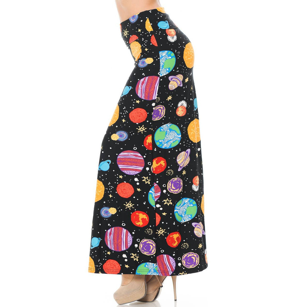 Buttery Smooth Planets in Space Maxi Skirt Sizes 0-3X Plus Size Available