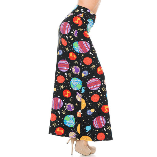 Buttery Smooth Planets in Space Maxi Skirt Sizes 0-3X Plus Size Available