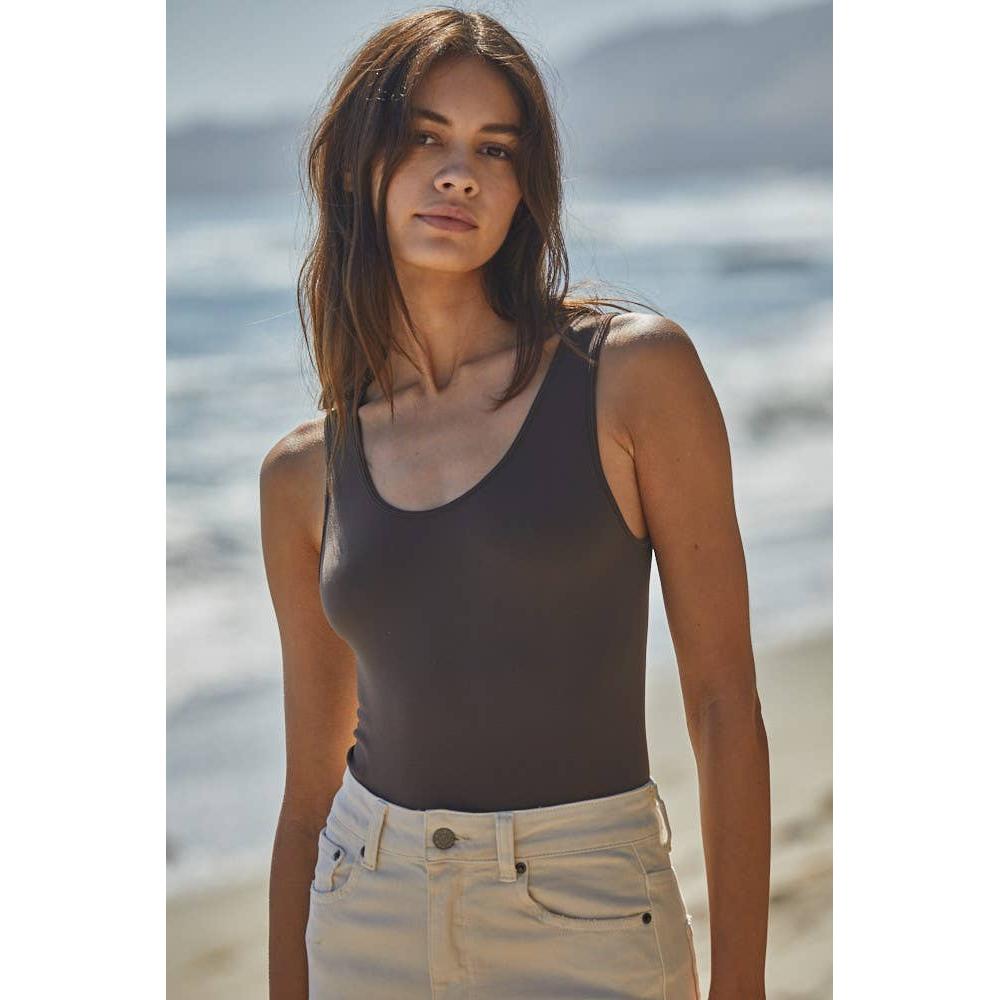 Seamless Reverse U-V Neck Tank Top | Available in Fudge, Burnt Taupe and White [Sizes S-L]