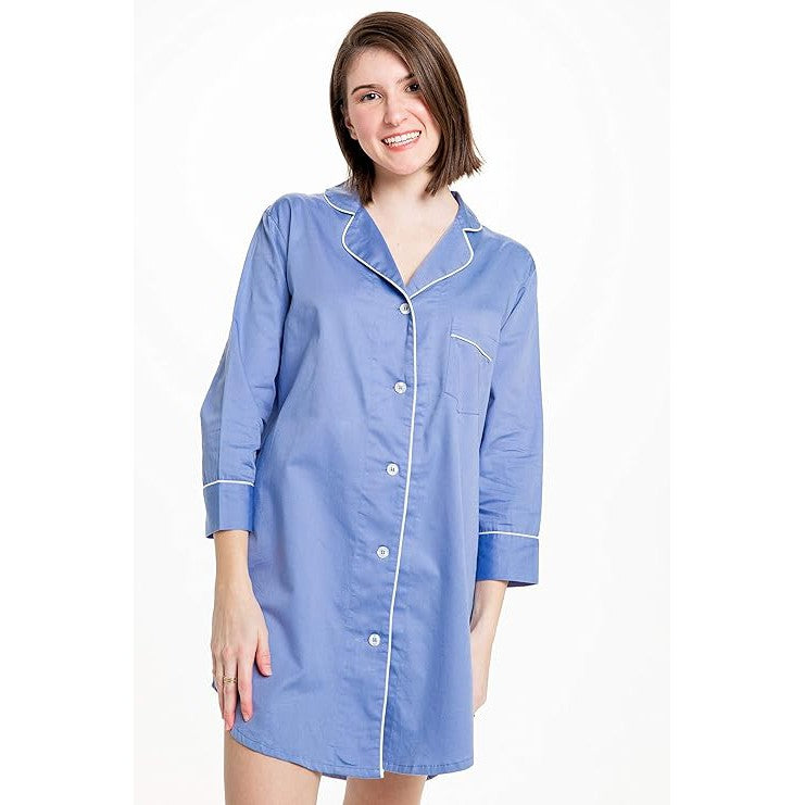 Button-Down Sleep Shirt in Blue [Sizes S/M and L/XL]