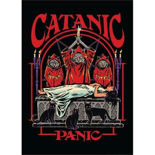 CATANIC PANIC Rectangular Magnet | '80s Children's Book Style Satirical Art by Steven Rhodes | 2.5" x 3.5"-Ephemera-The Bullish Store