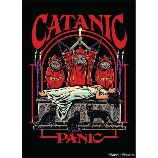 CATANIC PANIC Rectangular Magnet | '80s Children's Book Style Satirical Art by Steven Rhodes