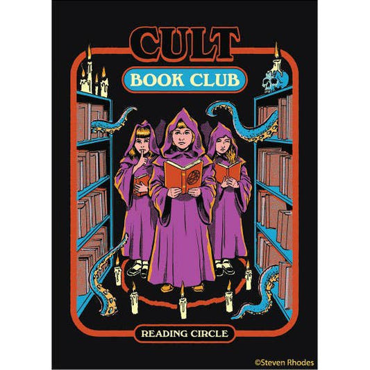 CULT Book Club….Reading Circle Rectangular Fridge Magnet | '80s Children's Book Style Satirical Art by Steven Rhodes