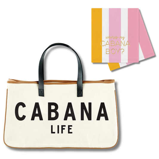 Cabana Life Tote Bag and Cabana Boy Tea Towel Bundle