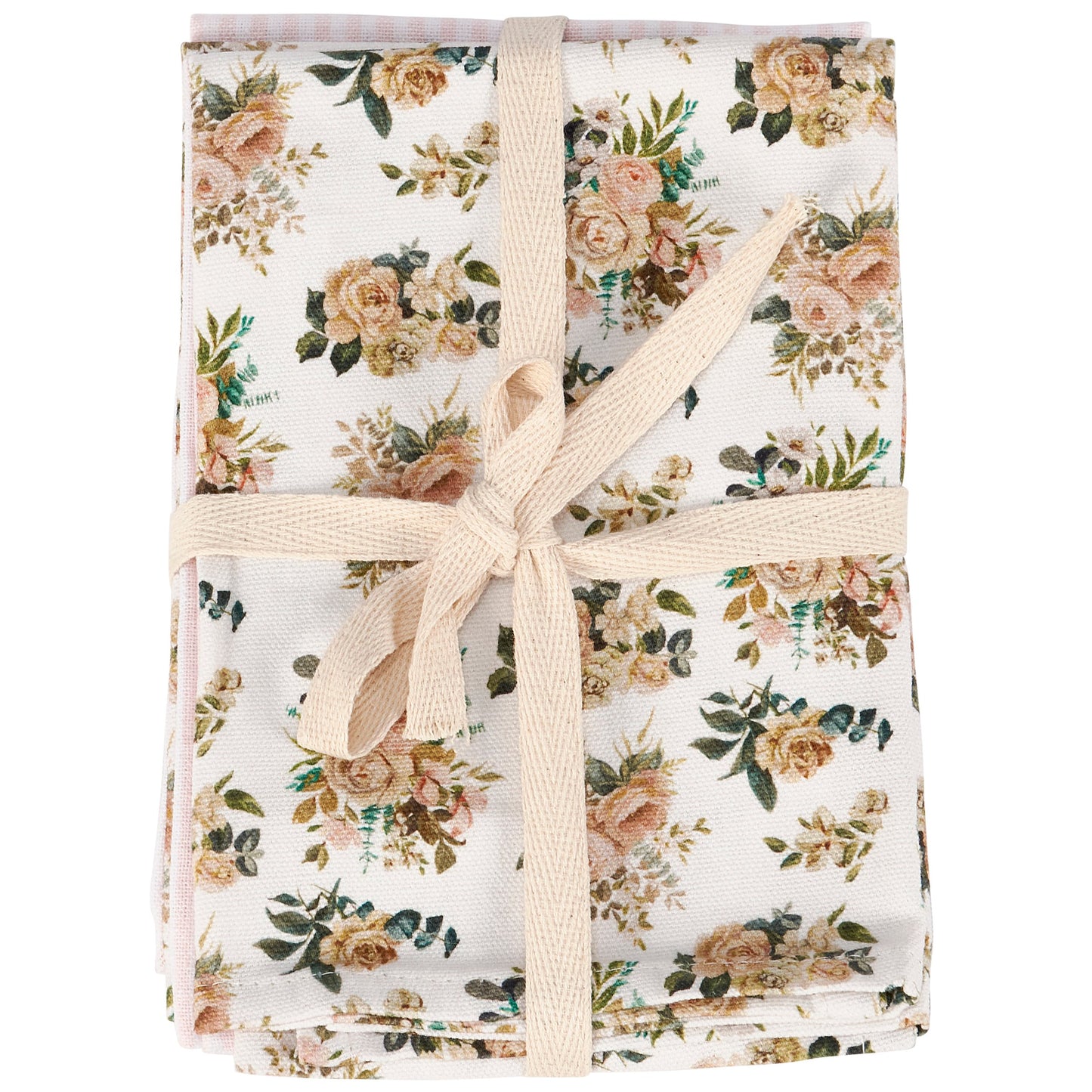 Cabbage Rose Cotton Linen Napkin Set of 4 | 15" x 15"