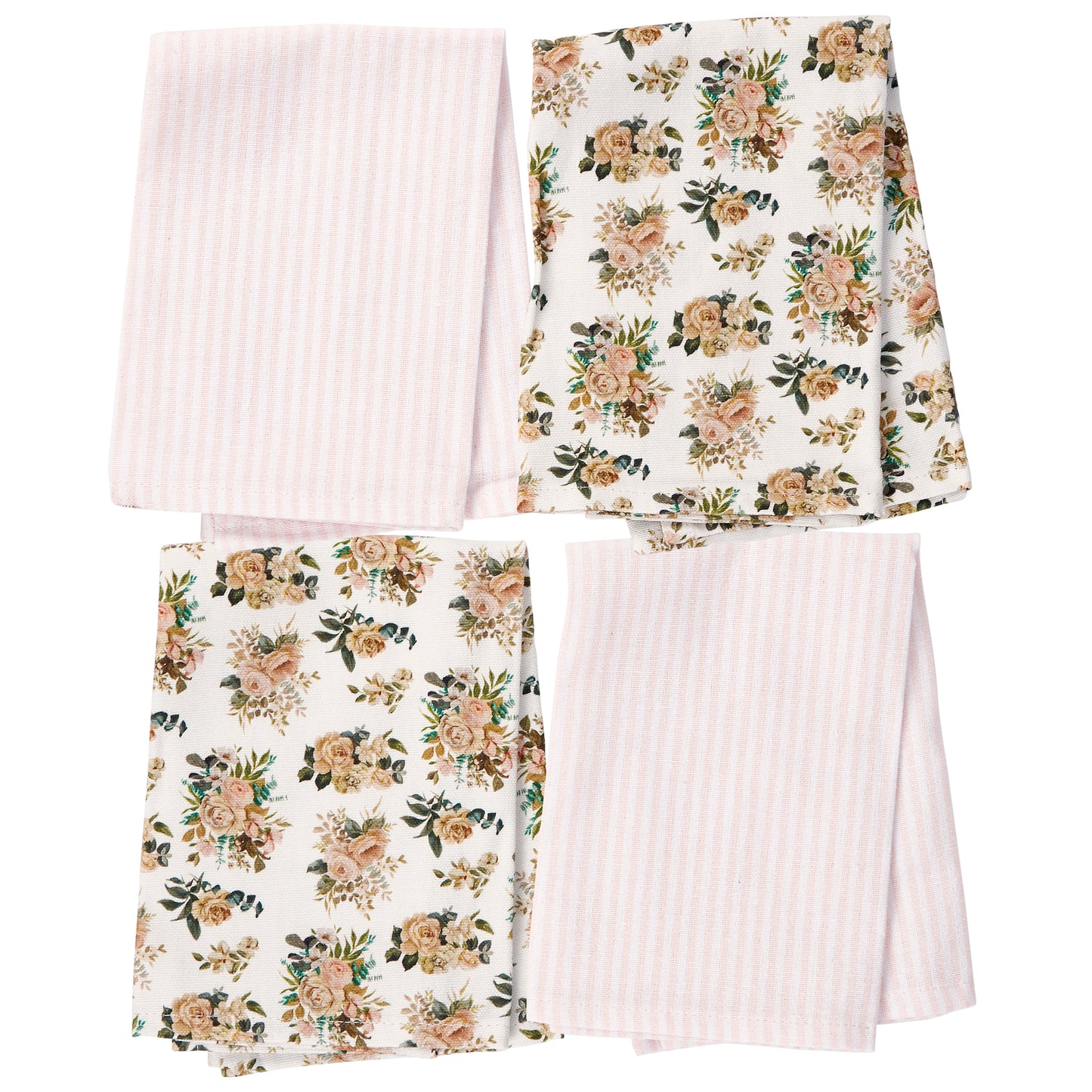 Cabbage Rose Cotton Linen Napkin Set of 4 | 15" x 15"