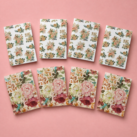 Cabbage Rose Watercolor Note Card Set of 8