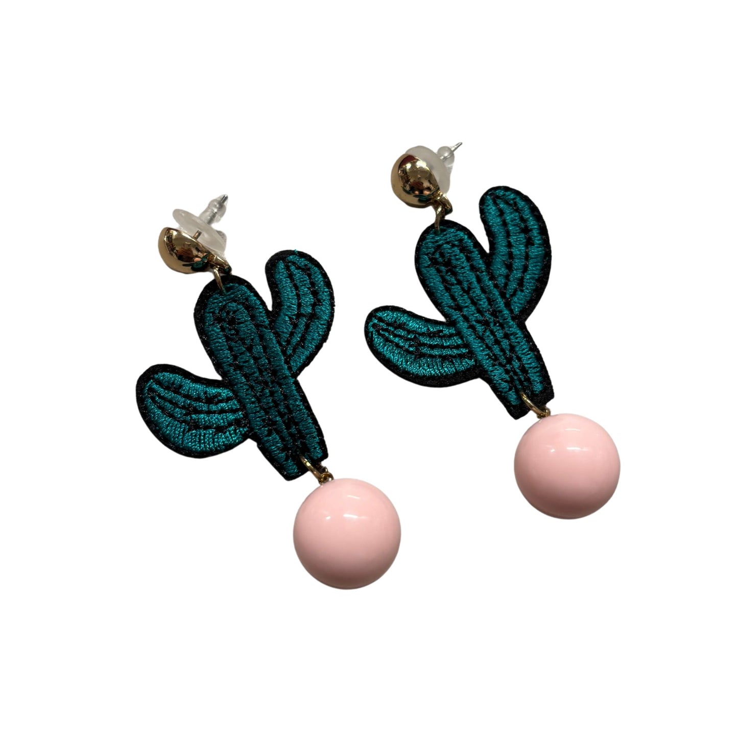 Cactus Applique Earrings in Pink or Yellow