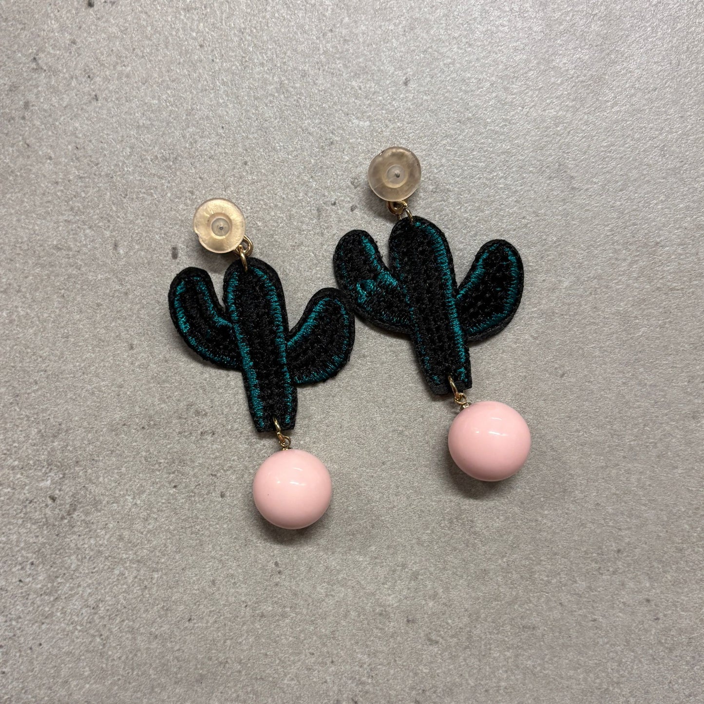Cactus Applique Earrings in Pink or Yellow