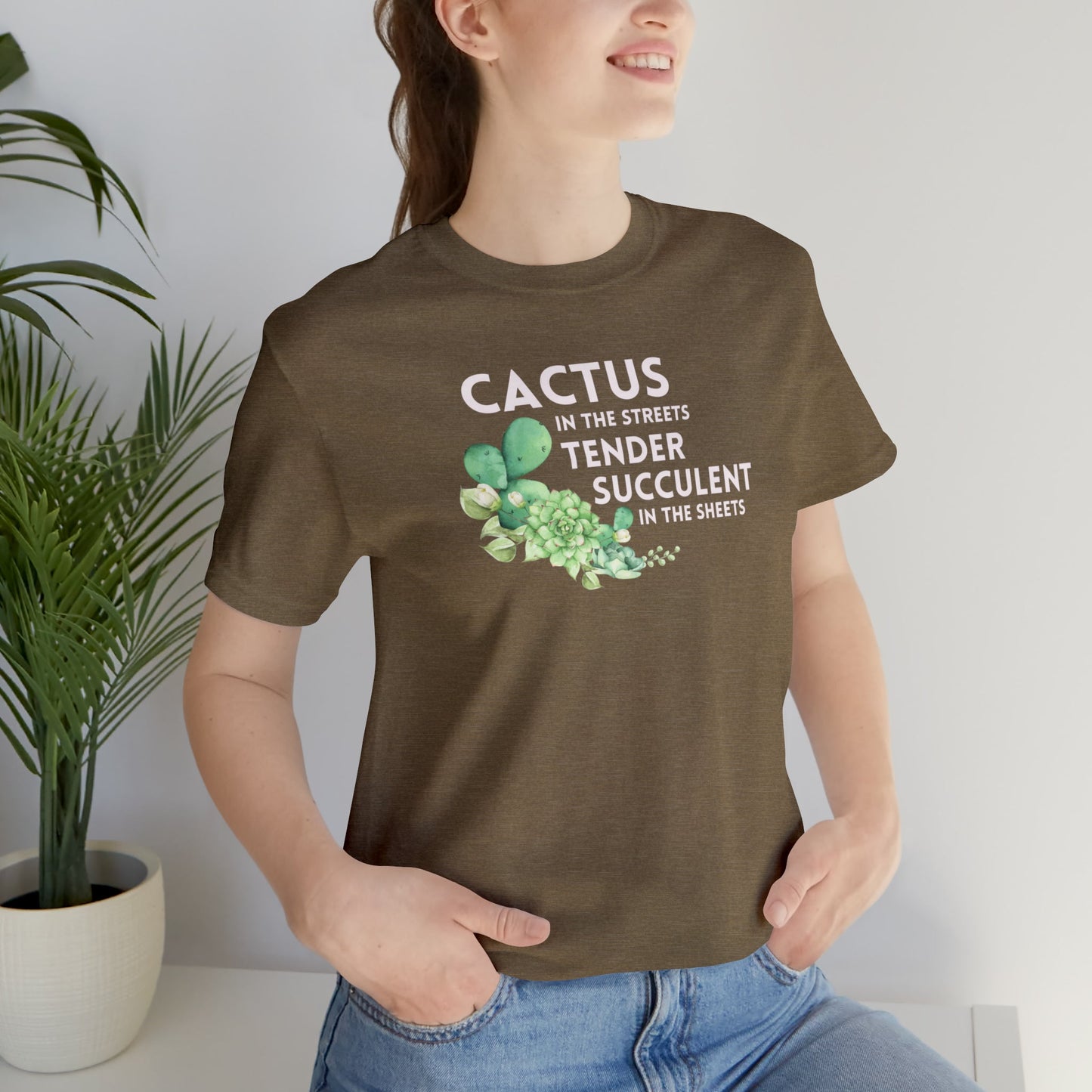 Cactus in the Streets Tender Succulent in the Street Jersey Short Sleeve Tee [Multiple Color Options]