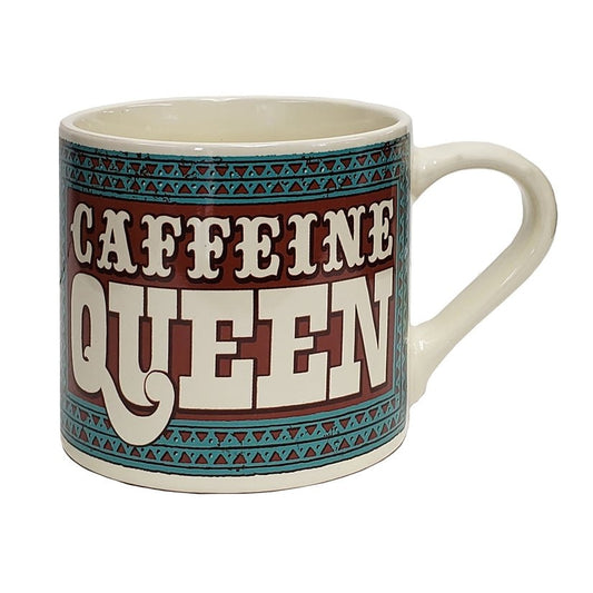 Caffeine Queen Ceramic Mug | Vintage Style | Design on Both Sides | In a Gift Box
