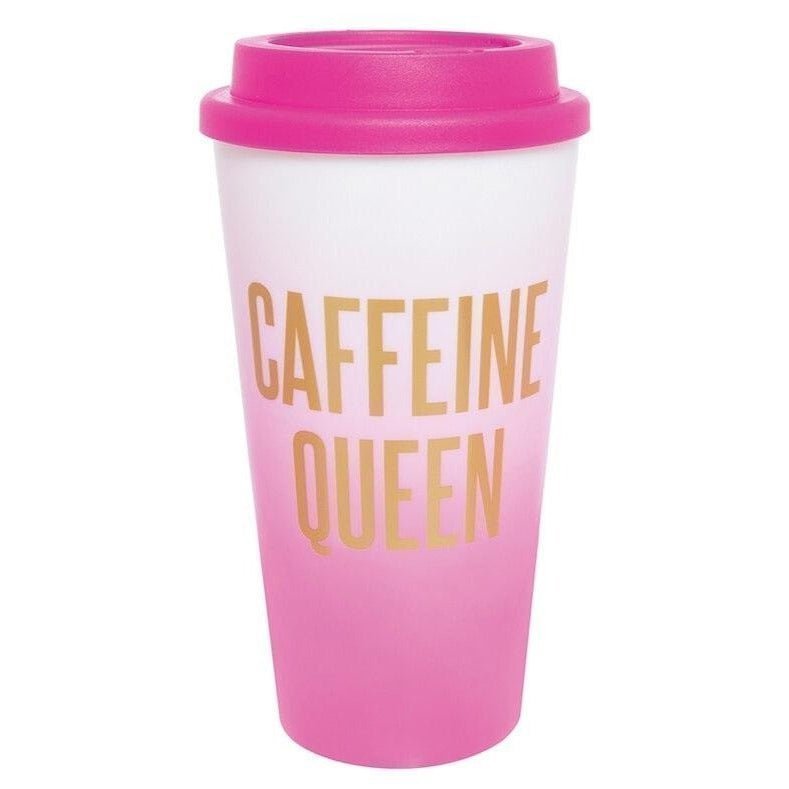 Caffeine Queen Travel Tumbler | Pink Gradient | Holds 16 oz.